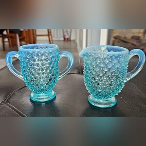 Fenton Hobnail Sugar And Creamer
